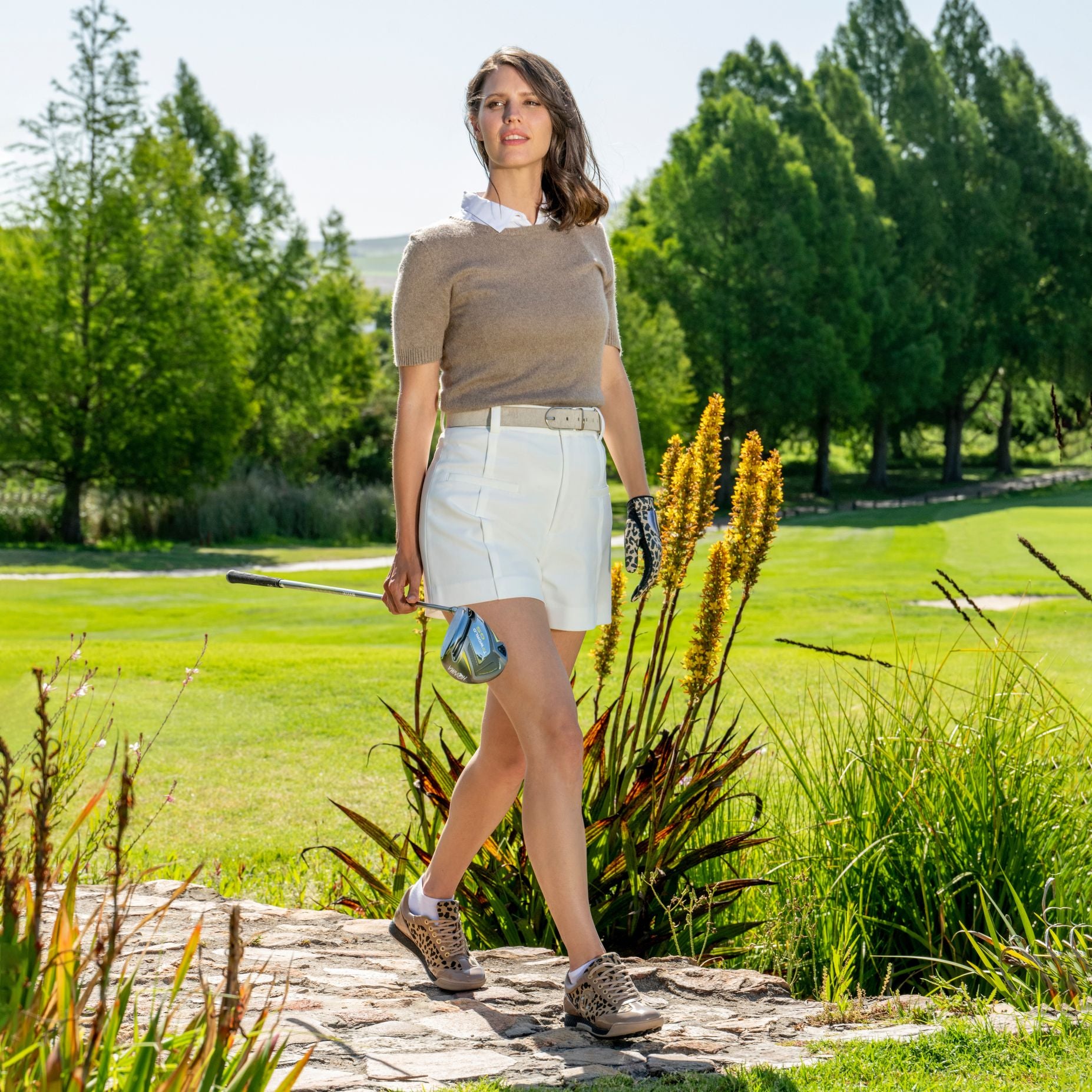 King Cheetah - Taupe Dames Golfschoen Duca del Cosma